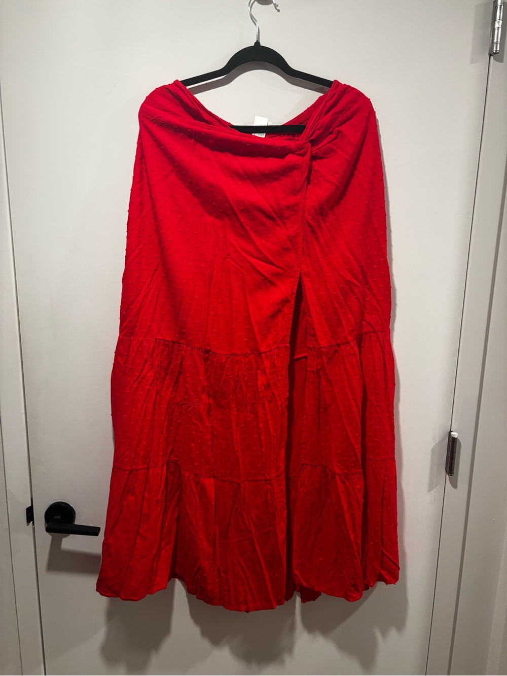 Peixoto Vibrant Red Tiered Maxi Skirt